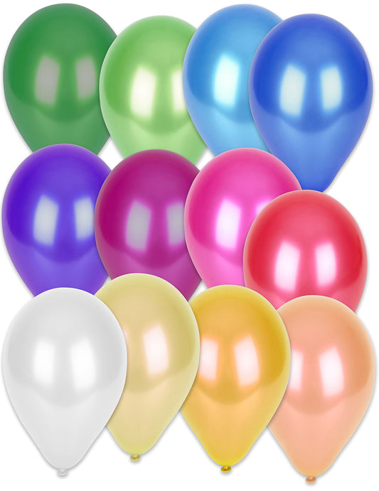 50 Ballons multicolores métallisés 30 cm