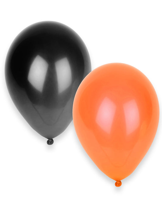 50 Ballons noirs et oranges Halloween 30 cm