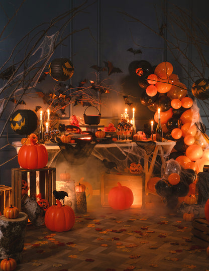 50 Ballons noirs et oranges Halloween 30 cm
