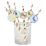 Pailles licorne arc-en-ciel avec décorateurs - Set de 8 pailles