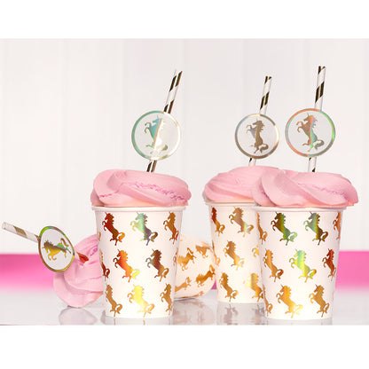 Gobelets Licorne Dorée - 8 Verres Réutilisables 25cl