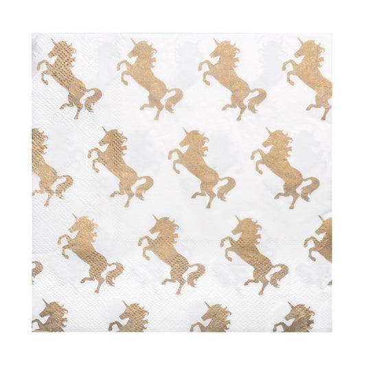 Serviettes Licornes Dorées - Décoration Fête Magique