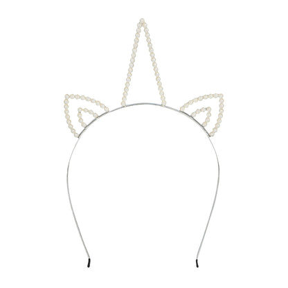 Serre-tête Chat Perlé Argenté - Accessoire Félin Élégant