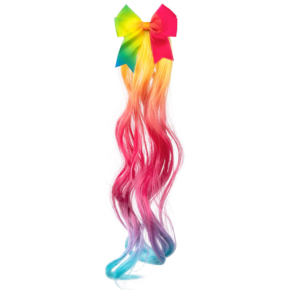 Mèche Rainbow Arc-en-ciel avec Nœud - Accessoire Cheveux Festif