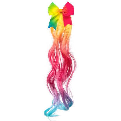 Mèche Rainbow Arc-en-ciel avec Nœud - Accessoire Cheveux Festif