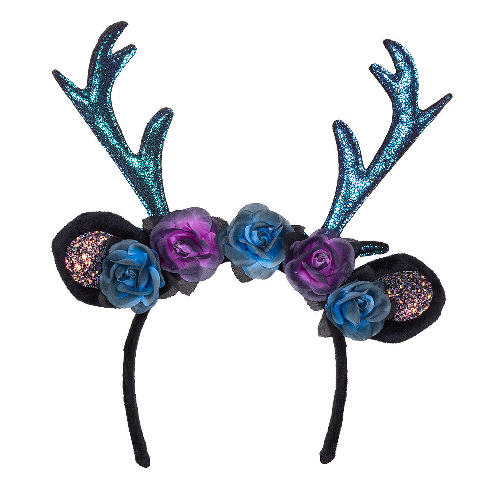 Serre-tête Cerf Fleurs Paillettes - Déguisement Fête