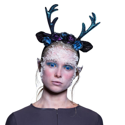 Serre-tête Cerf Fleurs Paillettes - Déguisement Fête