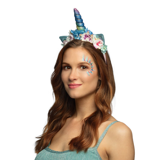 Serre-tête Licorne Fleurs Arc-en-ciel - Accessoire de Fête