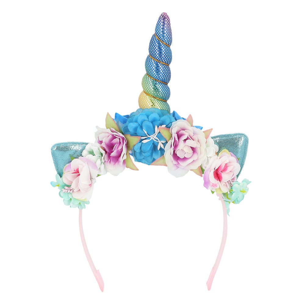 Serre-tête Licorne Fleurs Arc-en-ciel - Accessoire de Fête