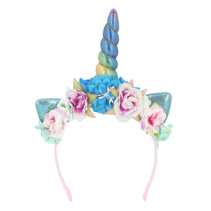 Serre-tête Licorne Fleurs Arc-en-ciel - Accessoire de Fête