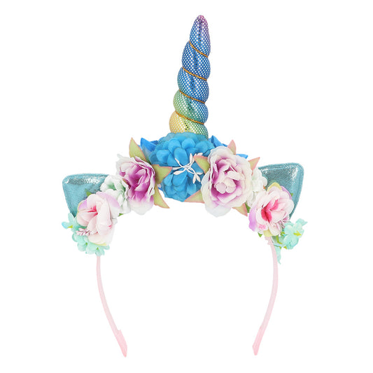 Serre-tête Licorne Fleurs Arc-en-ciel - Accessoire de Fête