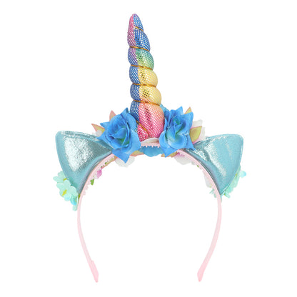Serre-tête Licorne Fleurs Arc-en-ciel - Accessoire de Fête