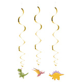 Décoration Spirale Dinosaures 3pcs - Suspension Dorée Fête