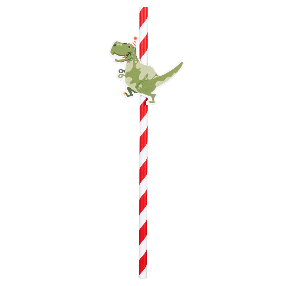Pailles dinosaure avec figurines - Set de 6 pailles festives