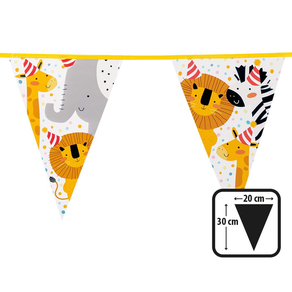 Guirlande Animaux Safari Fête - Banderole Triangles 3.2m