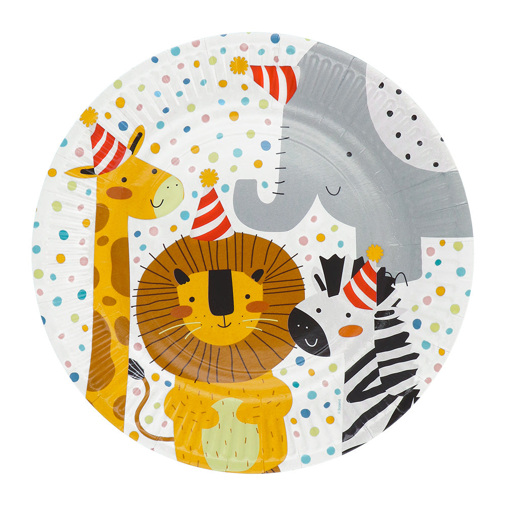 Assiettes Anniversaire Animaux Savane - 23cm | Fête Enfant