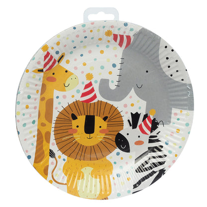 Assiettes Anniversaire Animaux Savane - 23cm | Fête Enfant