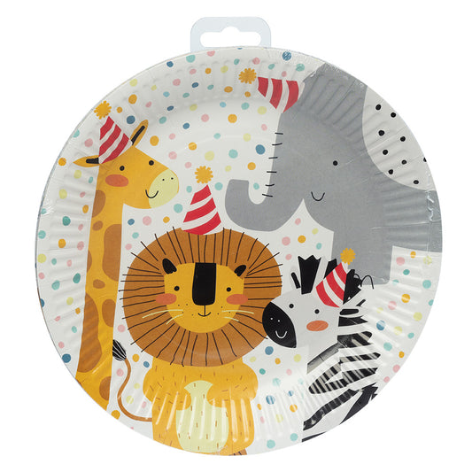 Assiettes Anniversaire Animaux Savane - 23cm | Fête Enfant