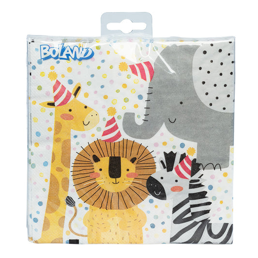 Nappe Animaux Fête Safari - Motifs Girafe Éléphant Zèbre Lion