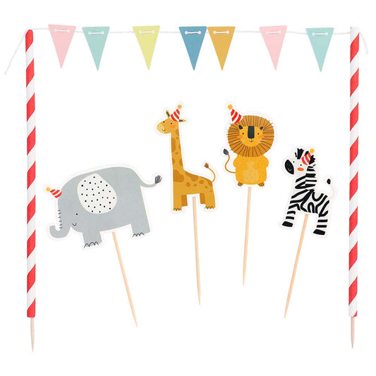 Kit Décoration Gâteau Animaux Safari - Topper Gâteau Fête