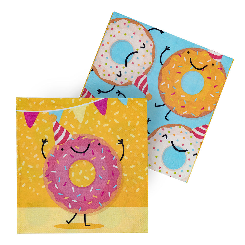 Kit Fête Donuts Souriants - Serviettes & Décorations Anniversaire