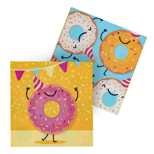 Kit Fête Donuts Souriants - Serviettes & Décorations Anniversaire