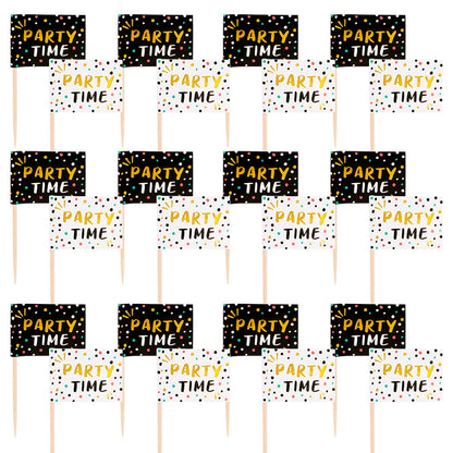 12 Piques Cupcakes Party Time - Décoration Gâteau Anniversaire