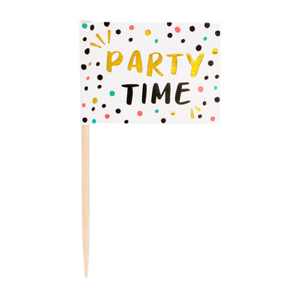 12 Piques Cupcakes Party Time - Décoration Gâteau Anniversaire