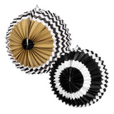 Rosaces Éventails Décoratives Noir Blanc Or - Lot de 3