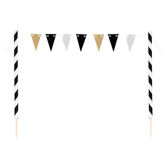 Kit Décoration Gâteau Étoiles Dorées - Fanions & Bougies