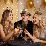 Chapeau Haut de Forme Paillettes Doré Nouvel An