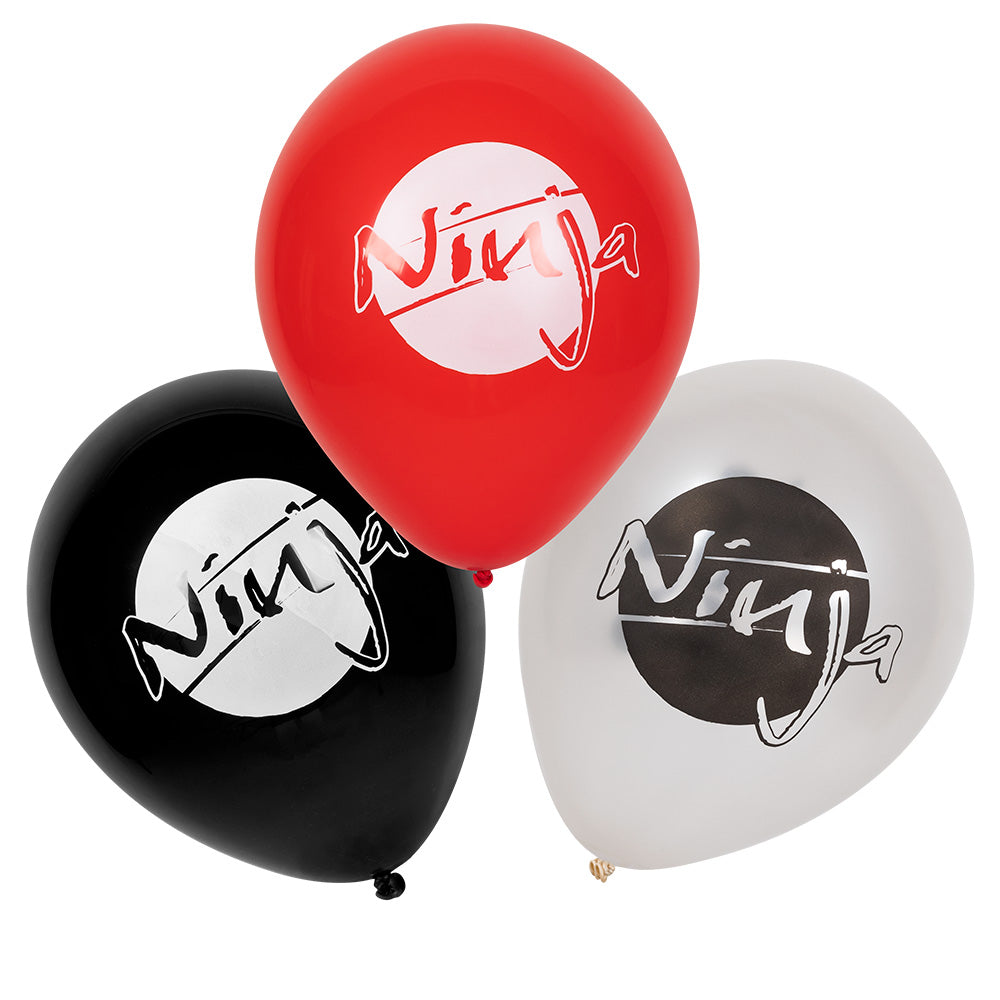 Ballons Ninja - Décoration fête thème ninja rouge noir blanc