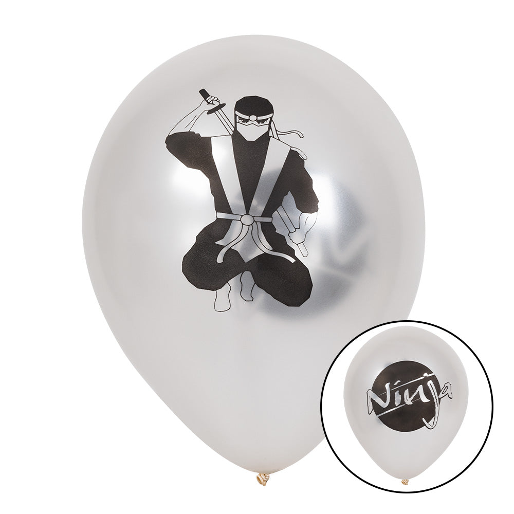 Ballons Ninja - Décoration fête thème ninja rouge noir blanc