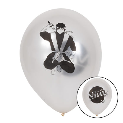 Ballons Ninja - Décoration fête thème ninja rouge noir blanc