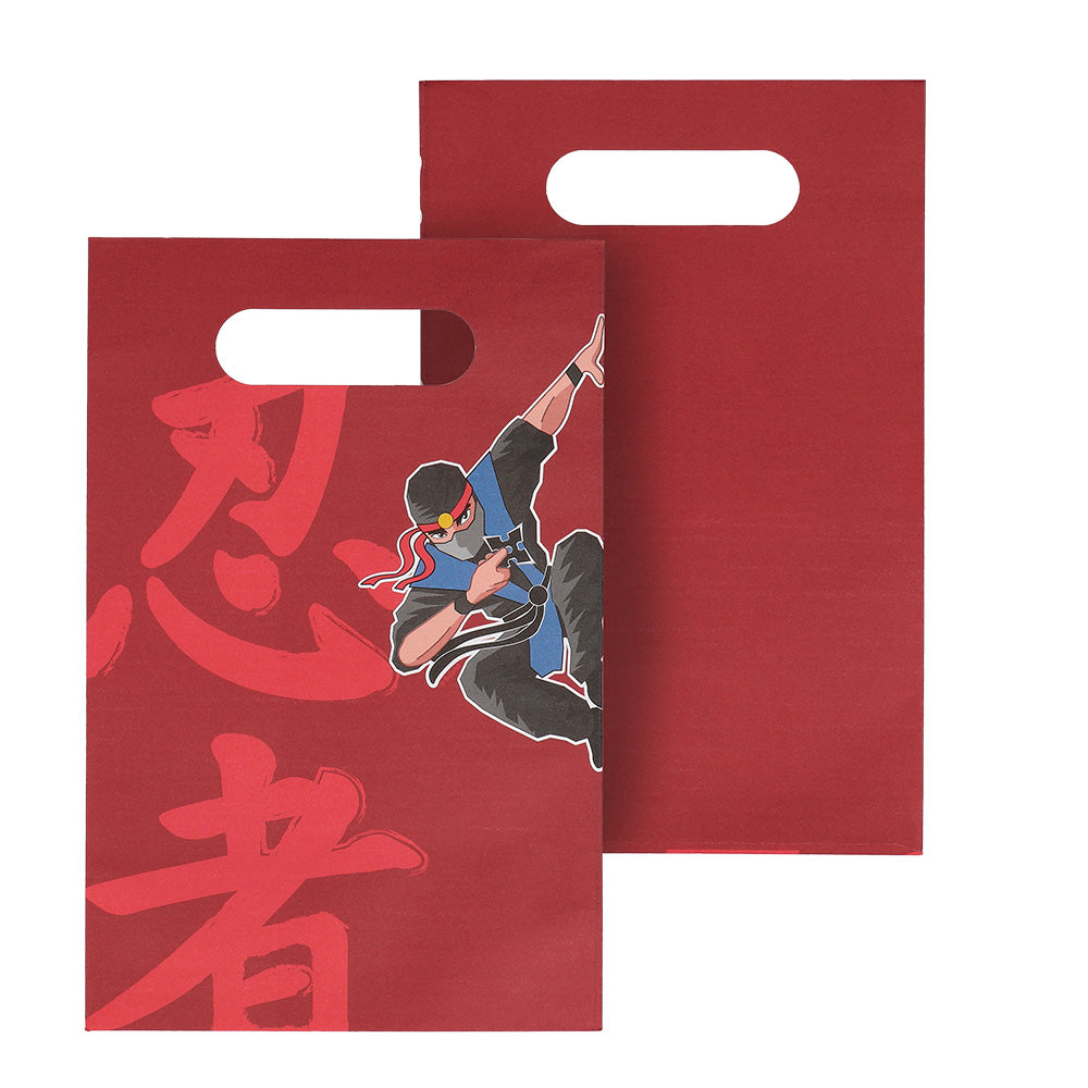 Sacs Cadeaux Ninja Rouges - Décoration Fête Thème Guerrier