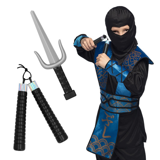 Déguisement Ninja Enfant Bleu - Costume Complet avec Accessoires