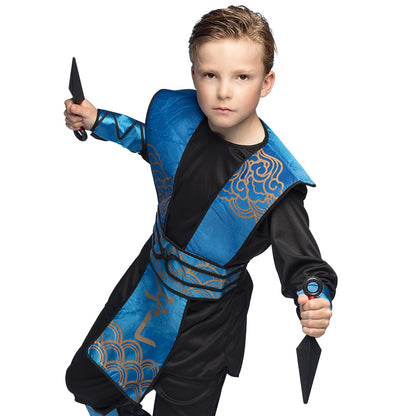 Déguisement Ninja Enfant Bleu - Costume avec Armes