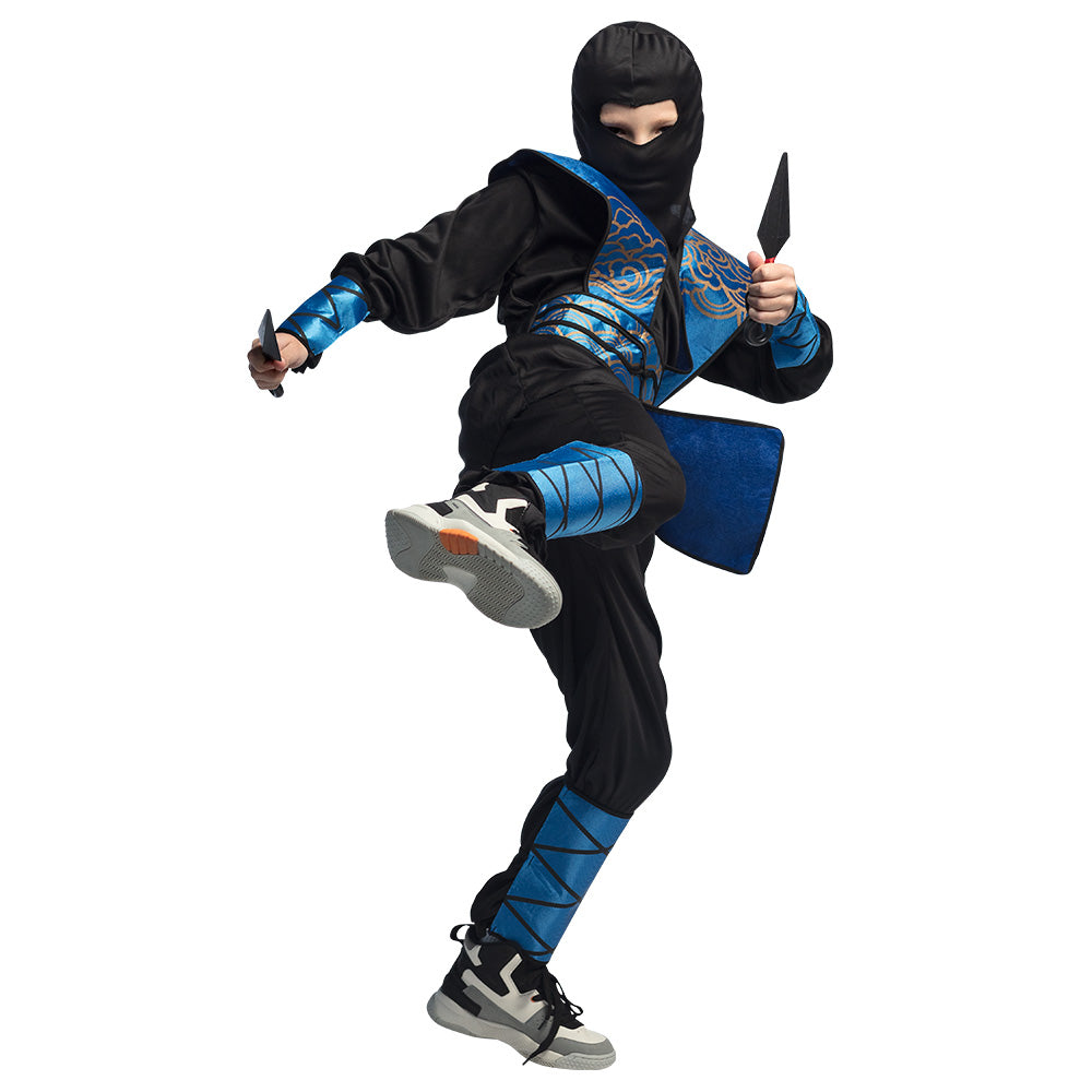 Déguisement Ninja Enfant Bleu - Costume avec Armes