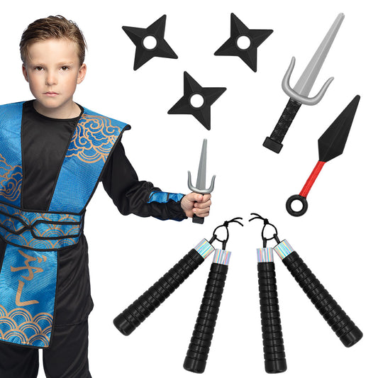 Ensemble Complet Ninja Enfant - Costume Bleu & Accessoires de Combat