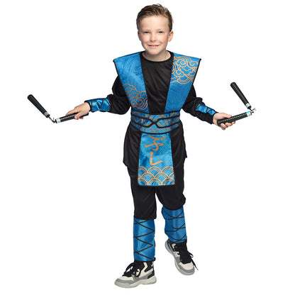 Ensemble Complet Ninja Enfant - Costume Bleu & Accessoires de Combat