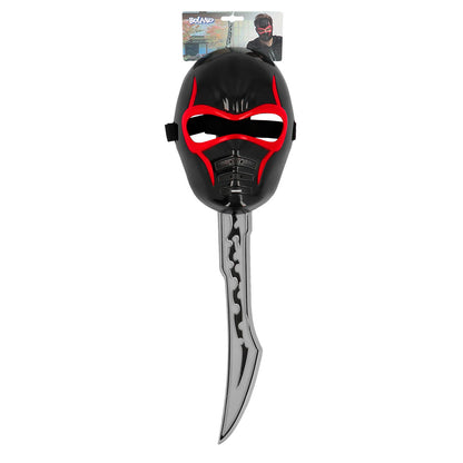 Masque Ninja Noir et Rouge avec Épée - Déguisement Complet