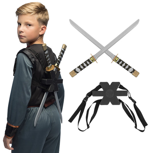 Épées Ninja Samouraï avec Harnais - Set Guerrier Médiéval
