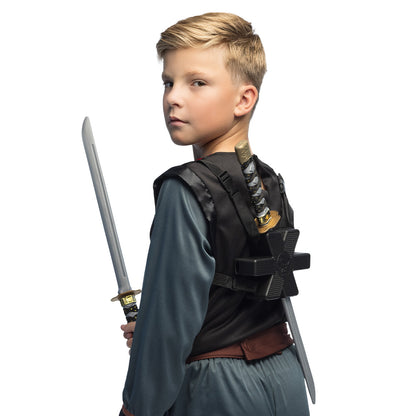Épées Ninja Samouraï avec Harnais - Set Guerrier Médiéval