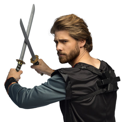 Épées Ninja Samouraï avec Harnais - Set Guerrier Médiéval