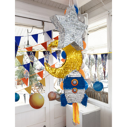 Piñata Fusée Spatiale Bleu - Décoration Anniversaire Enfant