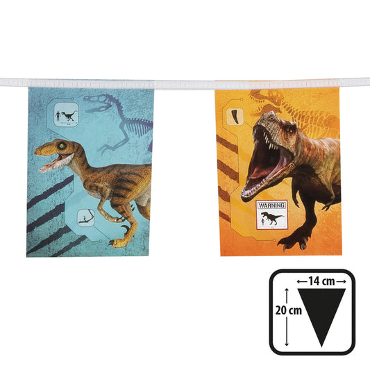Guirlande Drapeaux Dinosaures Colorés 14x20cm - Décoration Fête