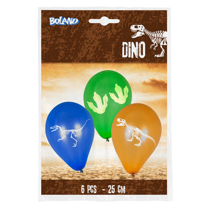 Ballons Dinosaure 25cm - Lot de 6 avec Empreintes Préhistoriques
