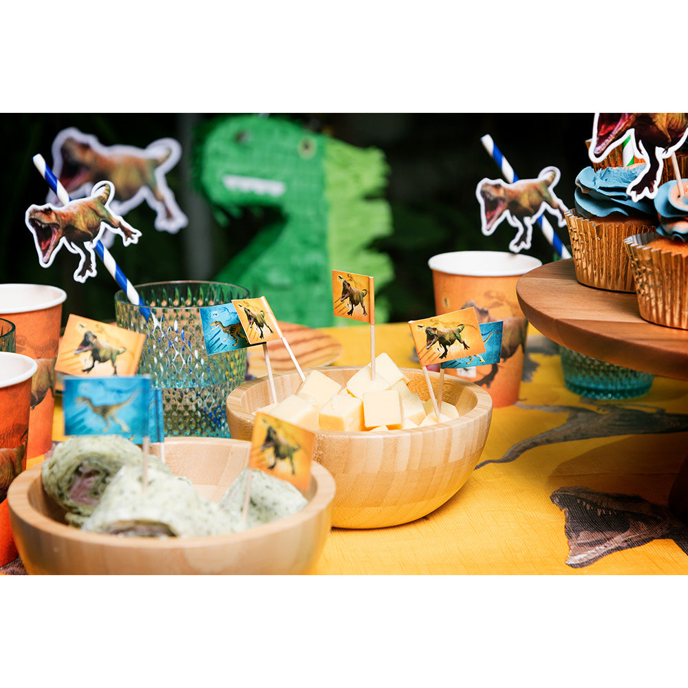 Pailles Dinosaure avec Topper - 12 pièces pour Fête Préhistorique
