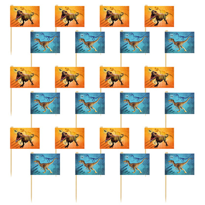 Pic à Gâteau Dinosaure - 16 Drapeaux Festifs pour Fête Préhistorique