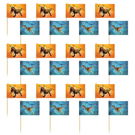 Pic à Gâteau Dinosaure - 16 Drapeaux Festifs pour Fête Préhistorique